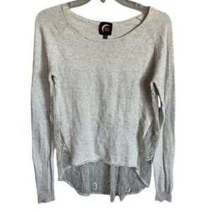 Blu Moon Gray Lace Hem Women's Summer Sweater Size S